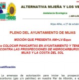 Moción AM+LV-Equo para colocar pancartas en Ayuntamiento contra prospecciones petróleo-gas en Mijas y la Costa del Sol
