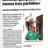 Sur: «Juan Porras Blanco: Me gustaría que tuvieran que pactar al menos tres partidos»
